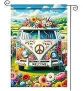 Nuxovilar Welcome Garden Flag Spring Garden Flag 12x18IN Retro Van Peace Welcome Yard Porch House...