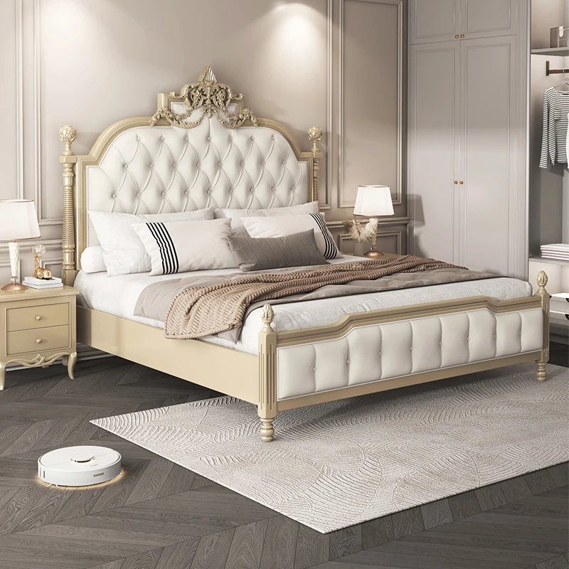 

Luxury Princess Wooden Double Bed Adult Queen Size Upholstered Modern Double Bed 180x200 Cm Letto Matrimoniale Bedroom Furniture