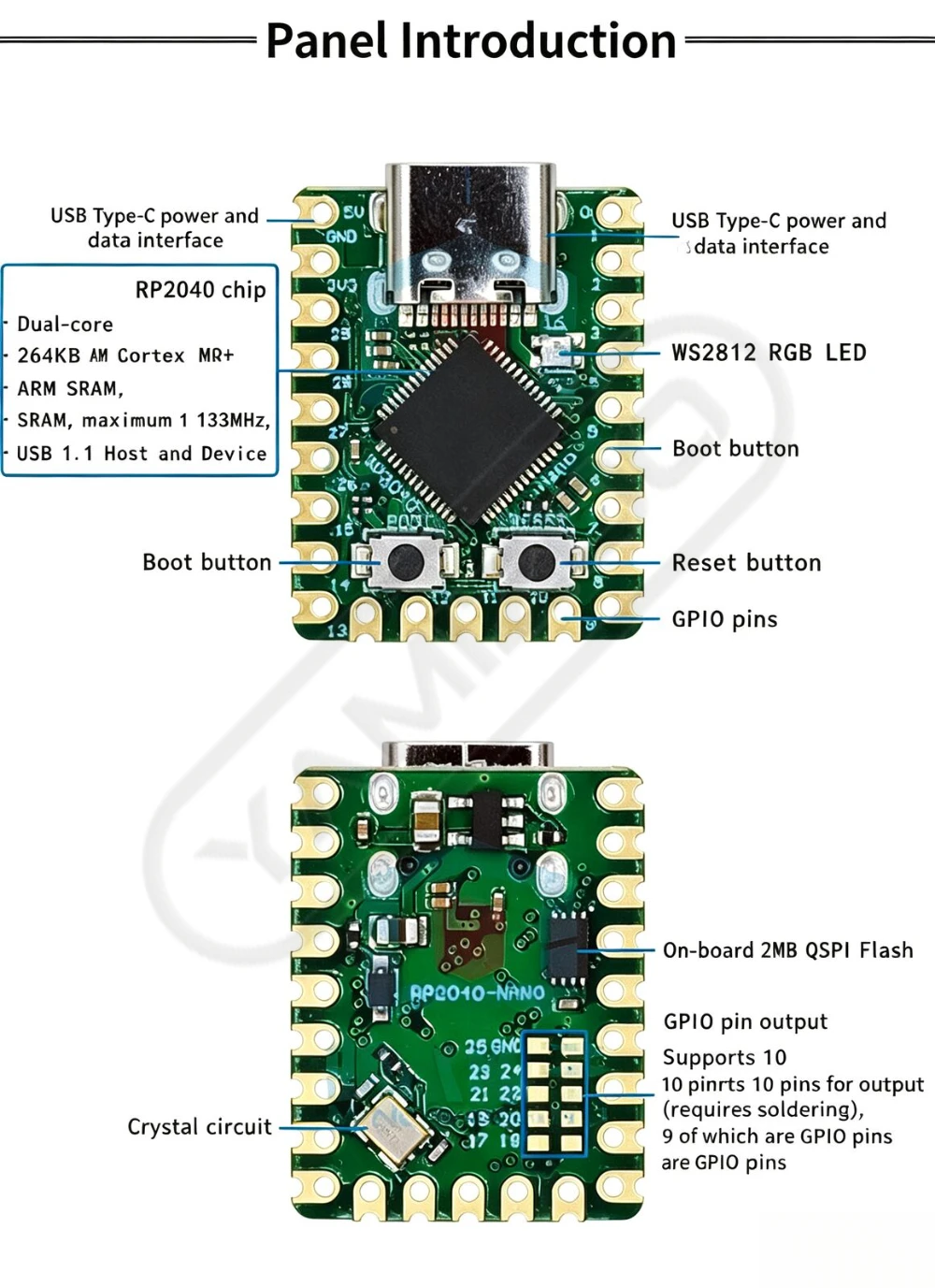 Raspberry Pi Pico Mini RP2040-Zero Mikrocontroller-Entwicklungsboard RP2040 Dual-Core-Prozessor – Detail 3