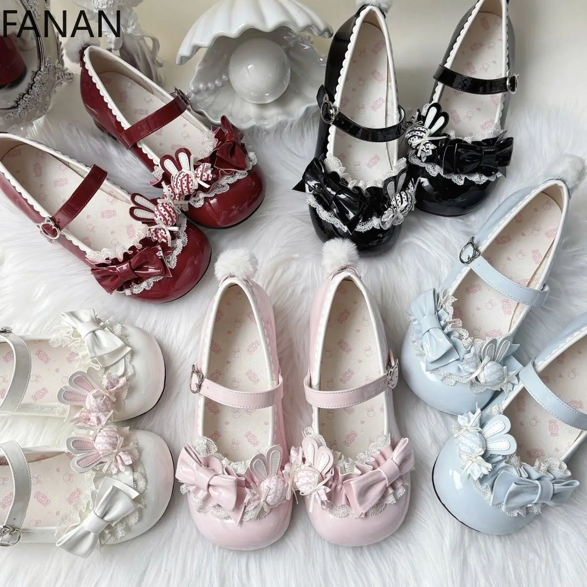 

Japanese High Heels Lolita Elegance Shoes for Women's Bow Platform Leather Non-slip Pumps Casual Flat Shoes Comfort Original