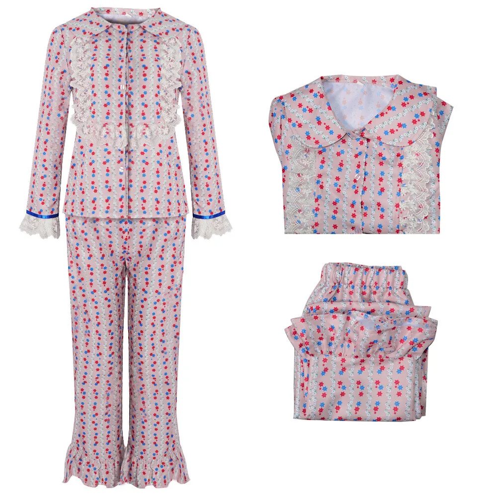

Fulujiacos Regan Cosplay Pink Top Pants Costume Pajamas Outfits