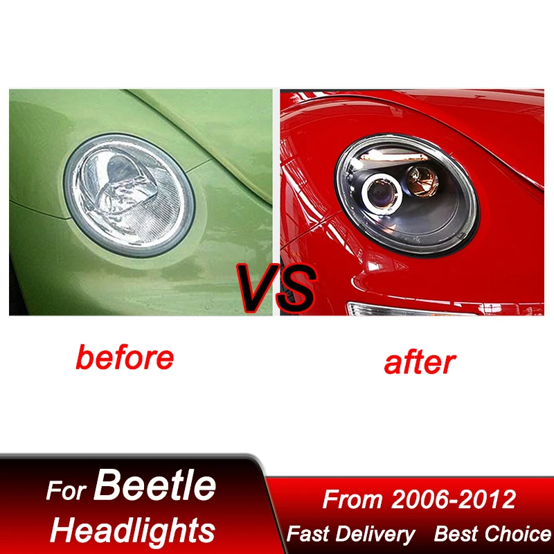 Hot Car Headlights For Volkswagen VW Beetle 98-05 emark new style full LED Auto Headlamp Assembly Projector Lens Accessories Kit view 2