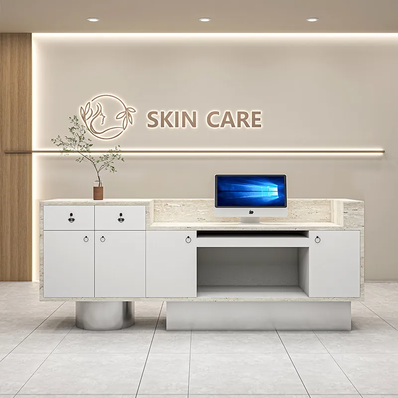 

120 160 180 200 220 240 260 280 300cm Imitation Cave Stone reception desk Customer center computer desk office table furniture