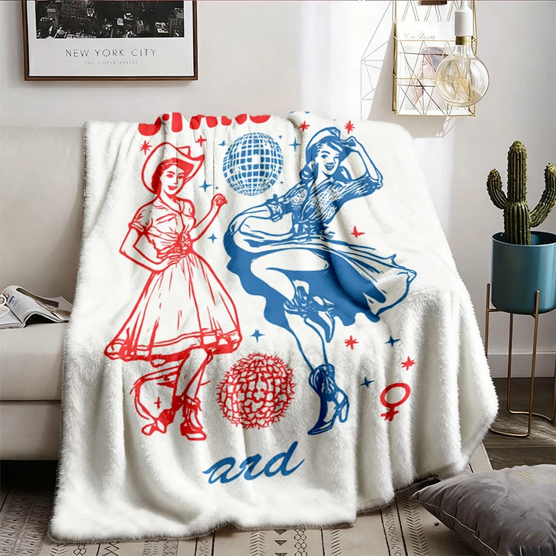 Stars Stripes and Equal Rights Flannel Blanket, 4th of July Flannel Throw, Liberal American Cozy Blanket, Patriotic
