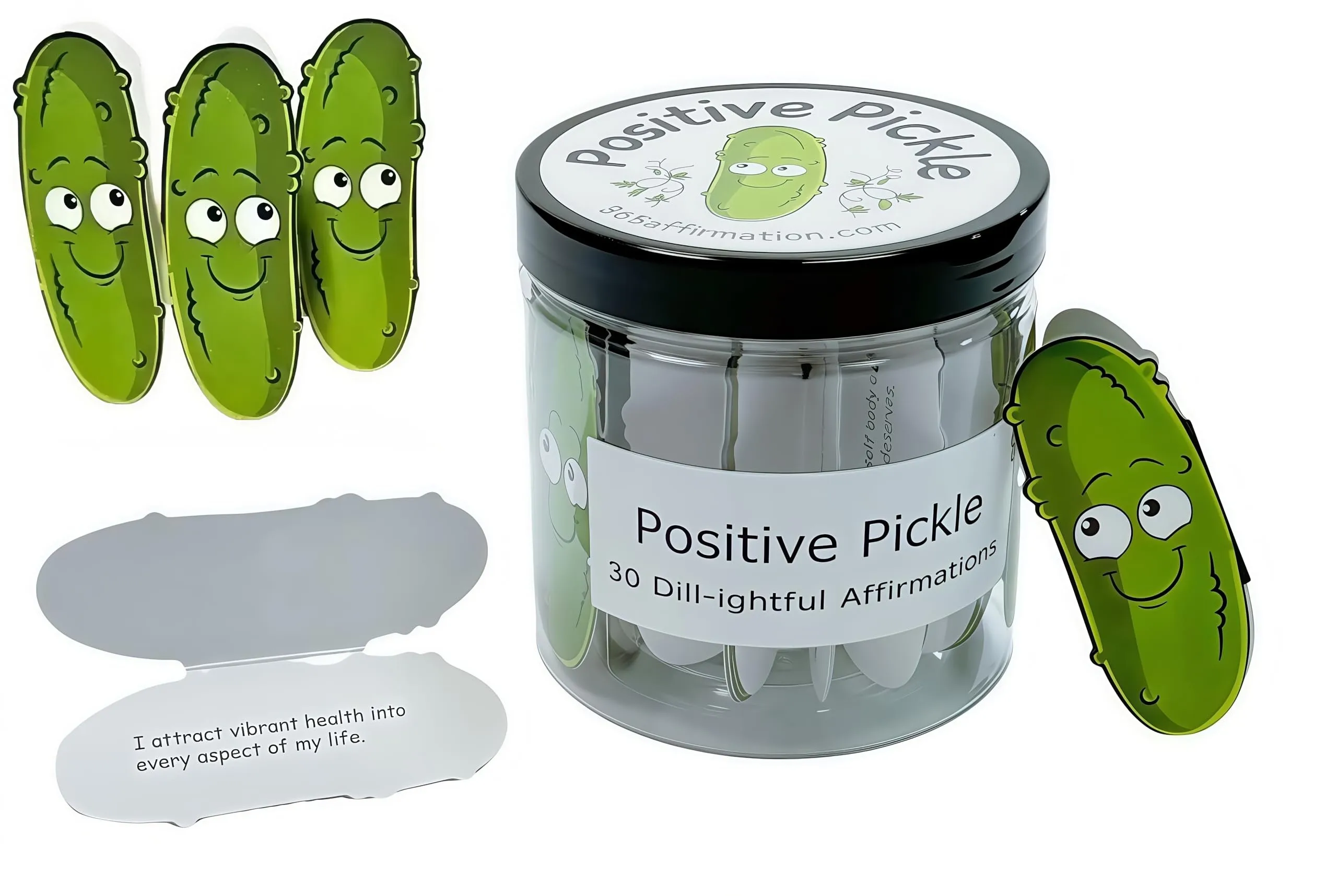 Positive Pickle Emotional Support Affirmation Cards in Jar-30/60 Unique Motivational Quotes,Mental Health Gifts Cheer Up Friends