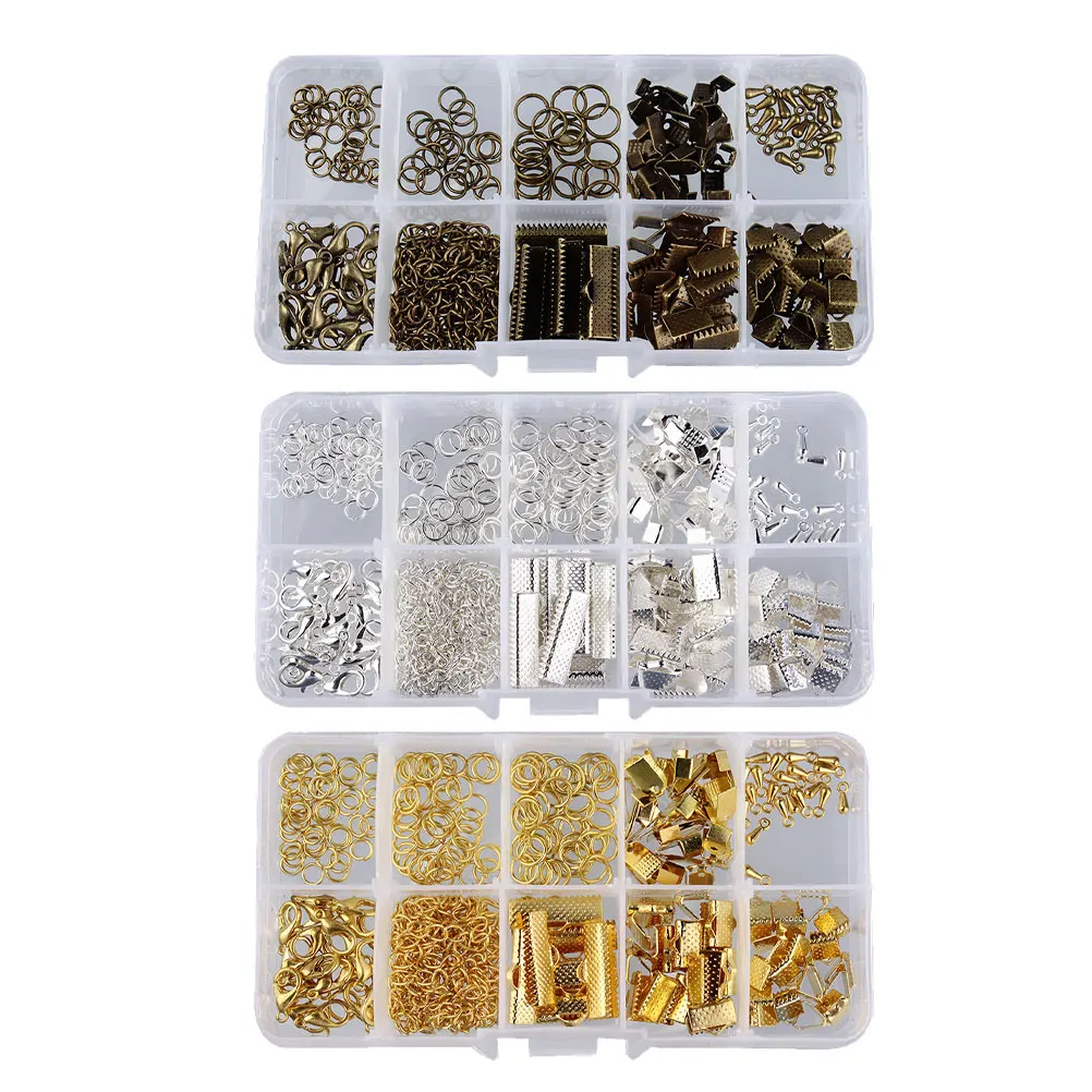 

Silver Jewelry Kit 3 Boxes DIY Supplies Material Clear Container Lobster Clasp Set Durable Personalized Accessories