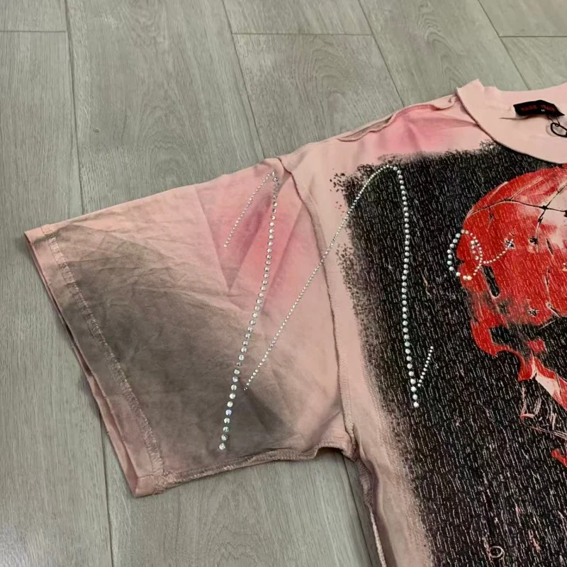 Heavy Industry Rare Peace New Summer Pink Fashion Streetwear Oversized 100% Cotton Short-Sleeve T-Shirt