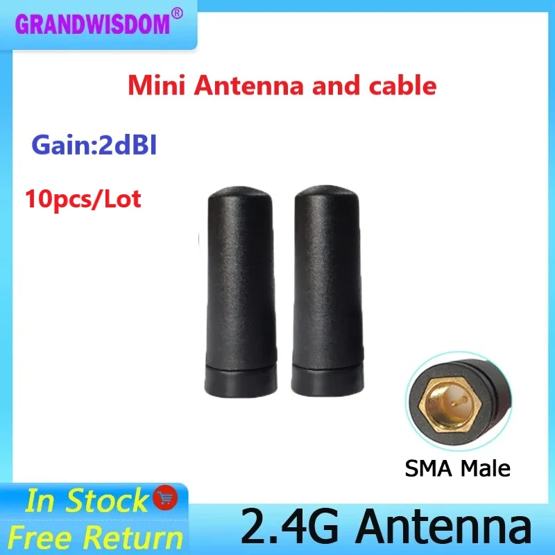 

GWS 10pcs 2.4G mini antenna 2dbi sma male wlan wifi 2.4ghz antene and pigtail 20cm extension cable IPEX1 ufl for router module