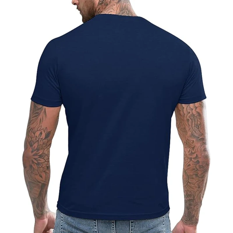 Men's Slim Fitted Casual Short Sleeve Button T-Shirts Contrast Color Stitching Top Tees