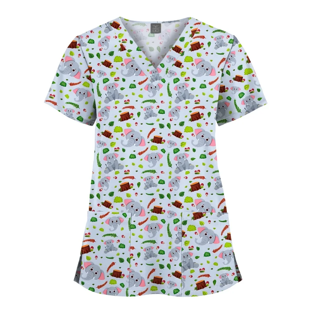 Shirts for Women Dental Clinic Veterinary Uniform Beauty Salon Pet Store Workwear Short Sleeved T-shirt Female Tops Wholesale