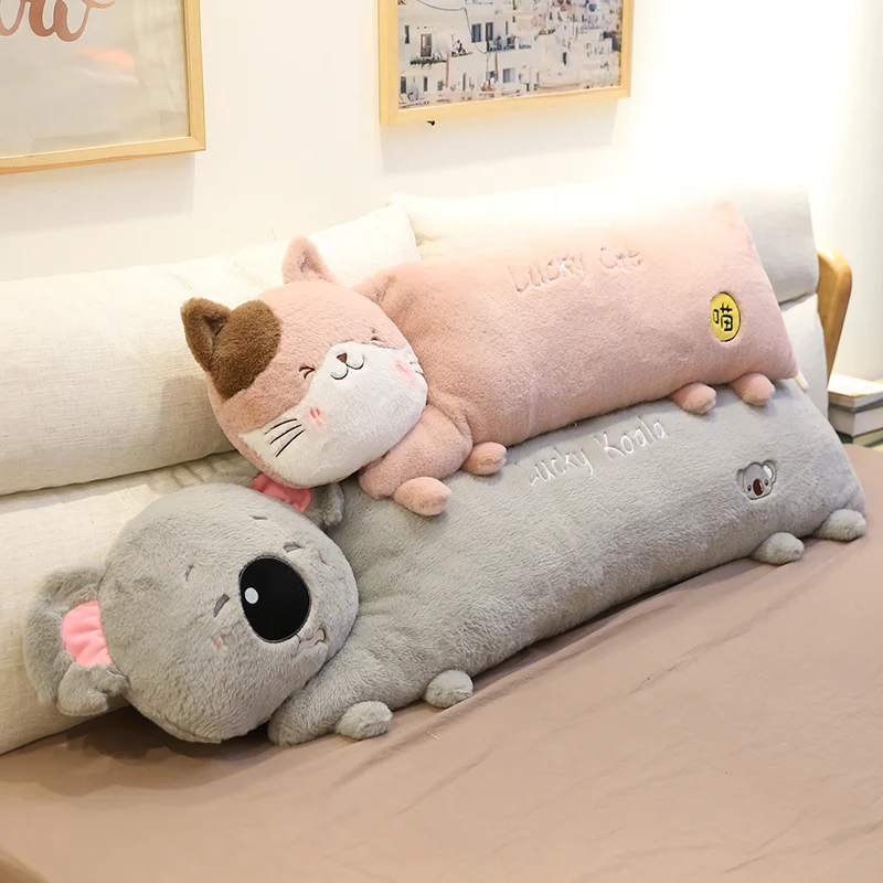 1pc gigante animale cartone animato cuscino peluche farcito morbido lungo gatto orso cuscino bambole regalo per ragazze bambini dormire letto Decor