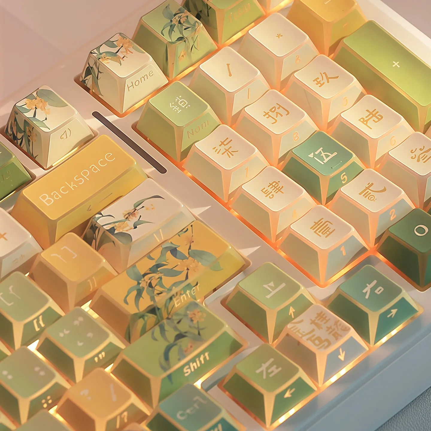 131 Keys Theme Keycap Angular Translucent Keycaps Cool Key Cap PBT Cherry Profile for 61 65 68 87 104 Mechanical Keyboard