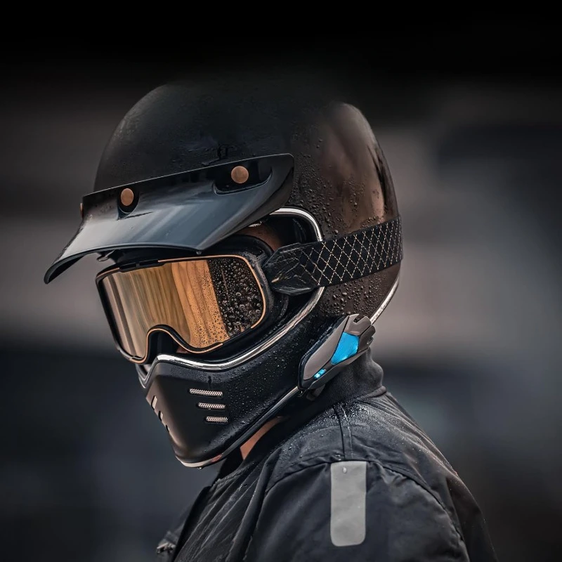 

Motorcycle Bluetooth Headset, 10 Riders Mesh Helmet Communication Systems, AI Voice Control Motorcycle Intercom