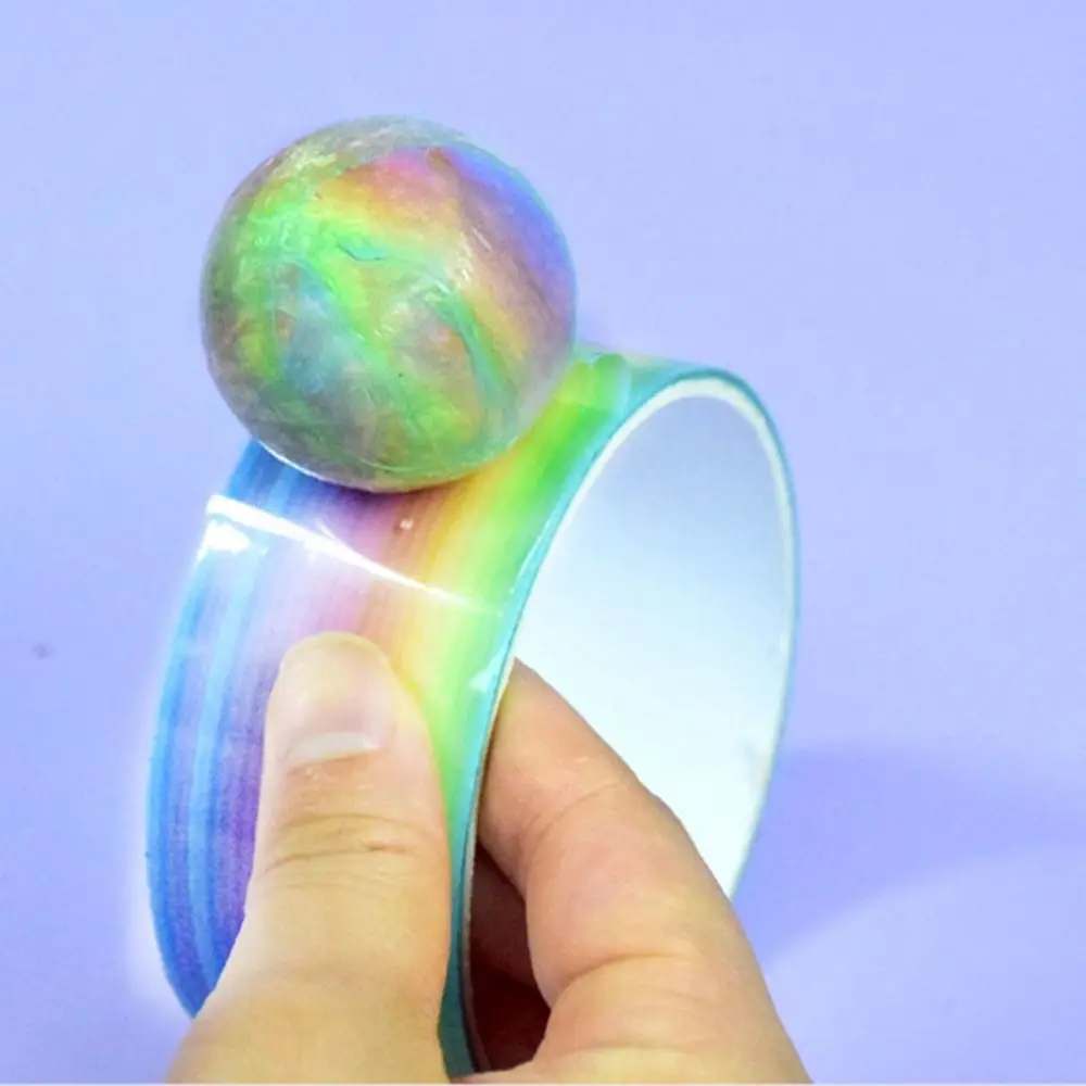 ของเล่นผ่อนคลาย Sticky Ball Rolling เทปทําลูกบอลสี DIY ม้วนเทปกาว Crafting สีสัน Ball Sticky เทป