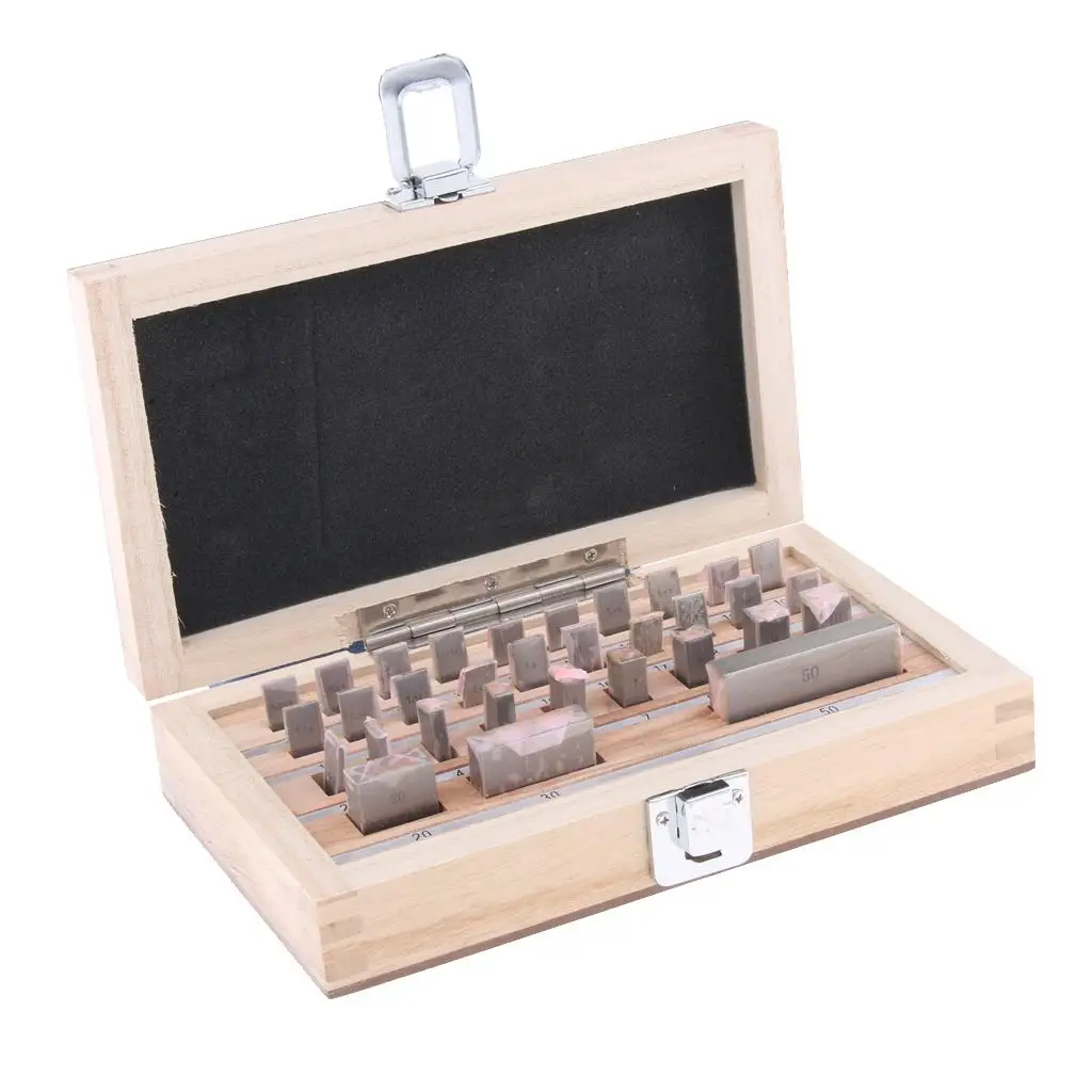32pcs Grade 2 Steel Gauge Blocks High Precision Calibration Blocks Gauge Block Set for Caliper Micrometer for Tool Room