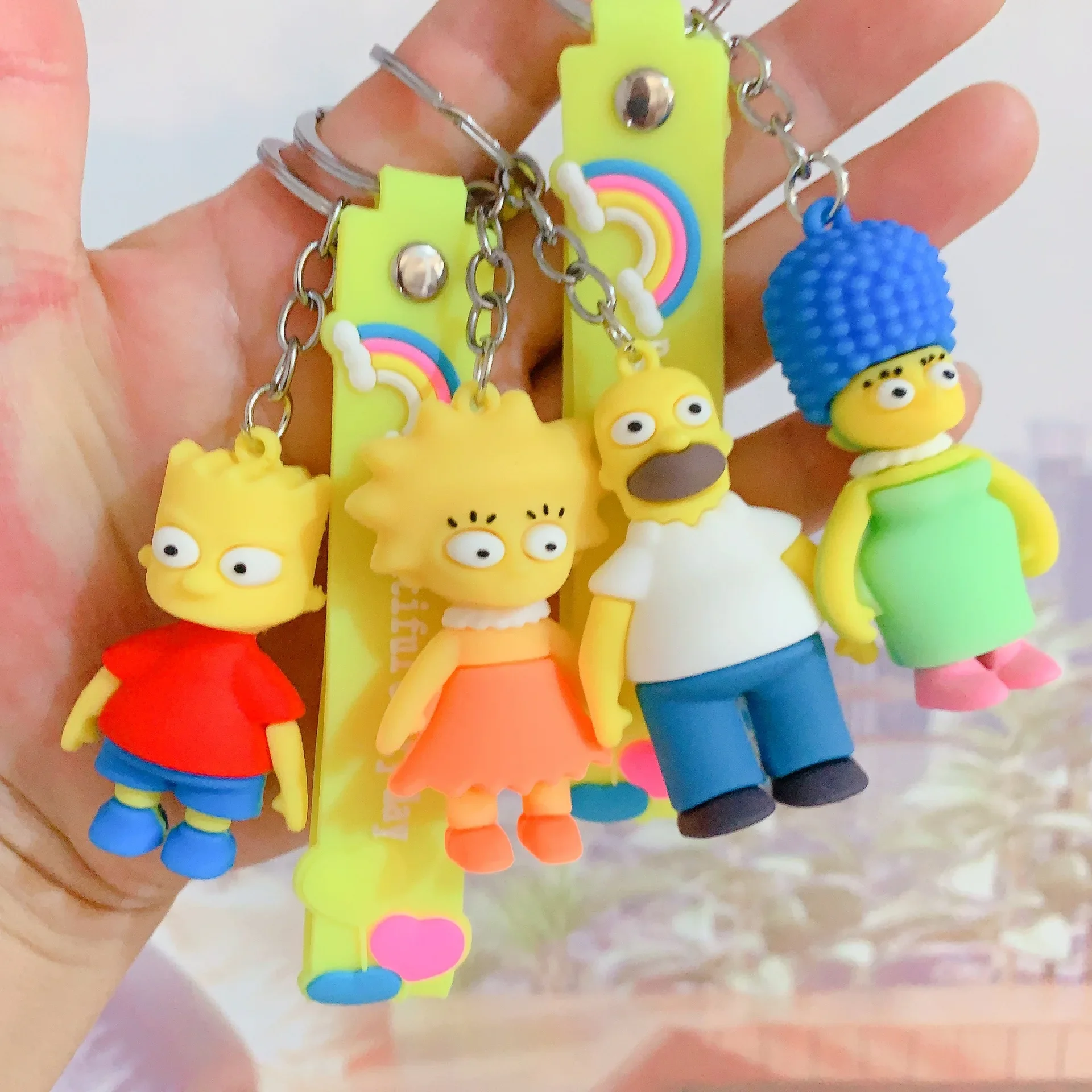 Hot Creative Cartoon Simpsons Keychain Pendant Student Backpack Male and Female Car Key Chain Activity Small Gift in Stock