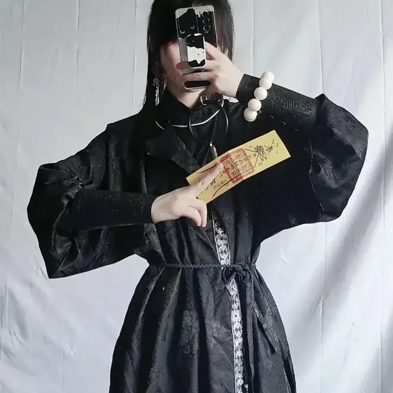 Conjunto de Hanfu diario para hombres, vestido chino Vintage, guapo, mejorado, negro, antiguo, Cosplay Oriental