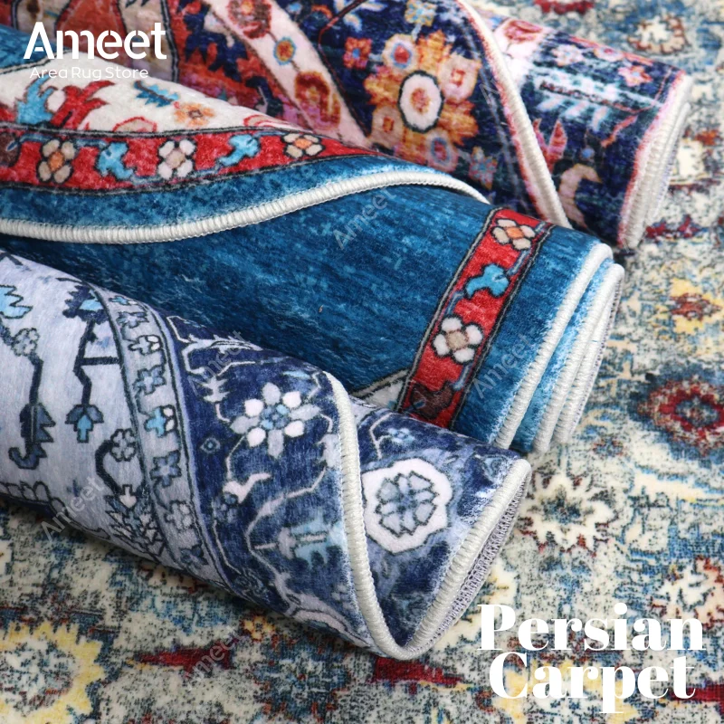 

Persian Carpet In The Bedroom Bedside Girls Vintage Ethnic Oval Rug Nordic Carpet Living Room Red Blue Decor Room Mats For Floor