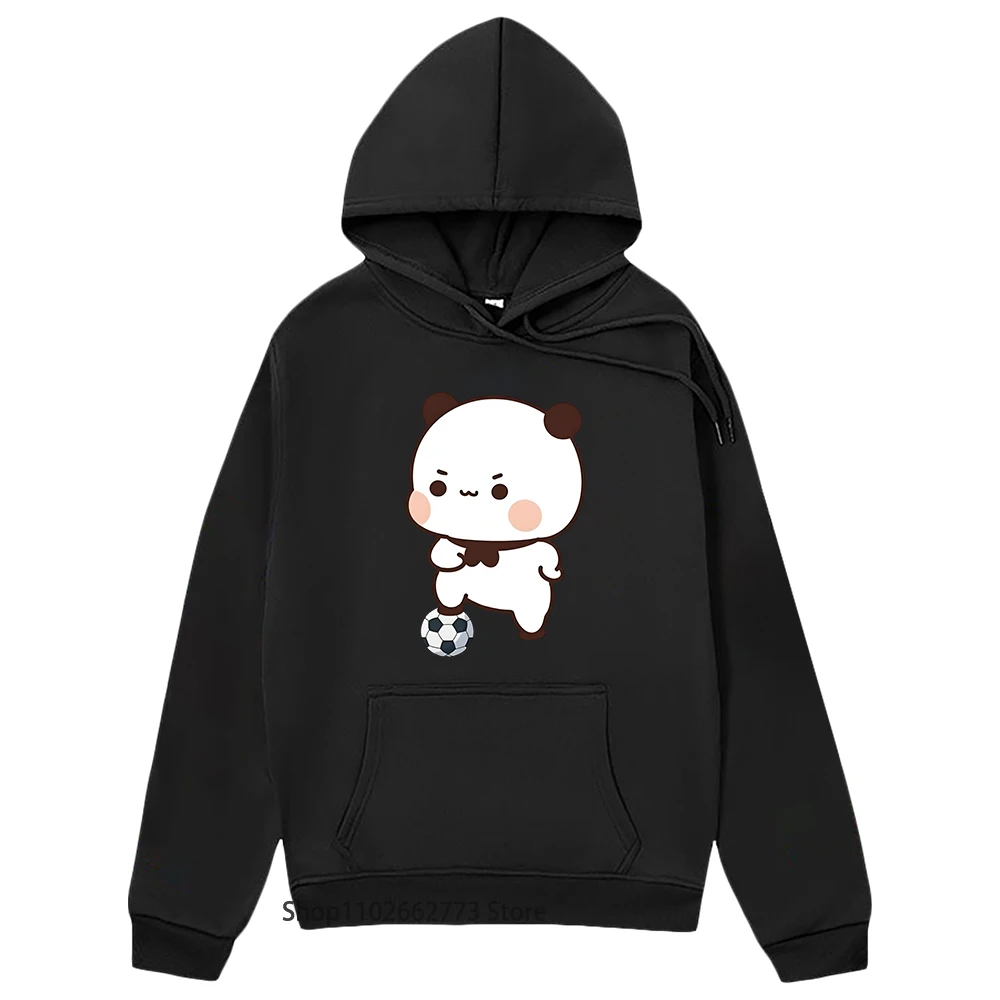

Cute Bubu Is Playing Soccer Hoodies Kawaii Cute Panda Bear Graphic Sweatshirts Women Men Casual Y2k Clothes Girl Kawaii Pullover