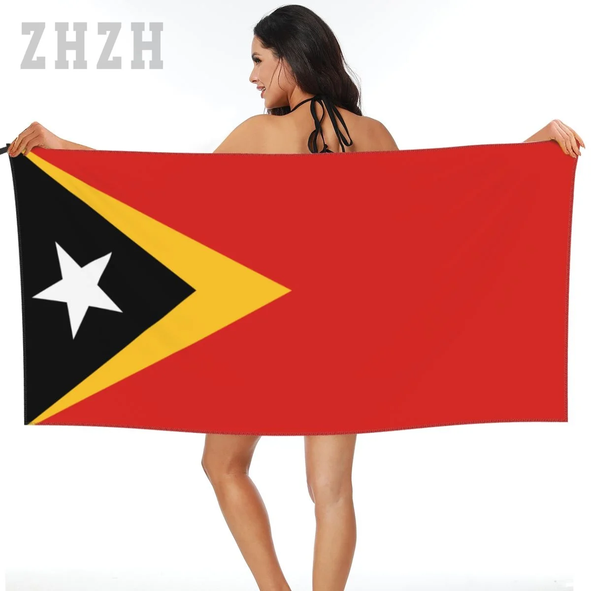 More Design East Timor Flag Emblem Bath Towel Quick dry Microfiber Absorbing Soft Water Breathable Beach Swimming Bathroom