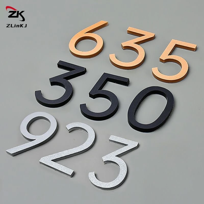 1pc 3D Self Adhesive Modern Door Number 0-9 Plaque House Number Door Plate Number Hotel Door Mailbox Address Digits Sticker Sign