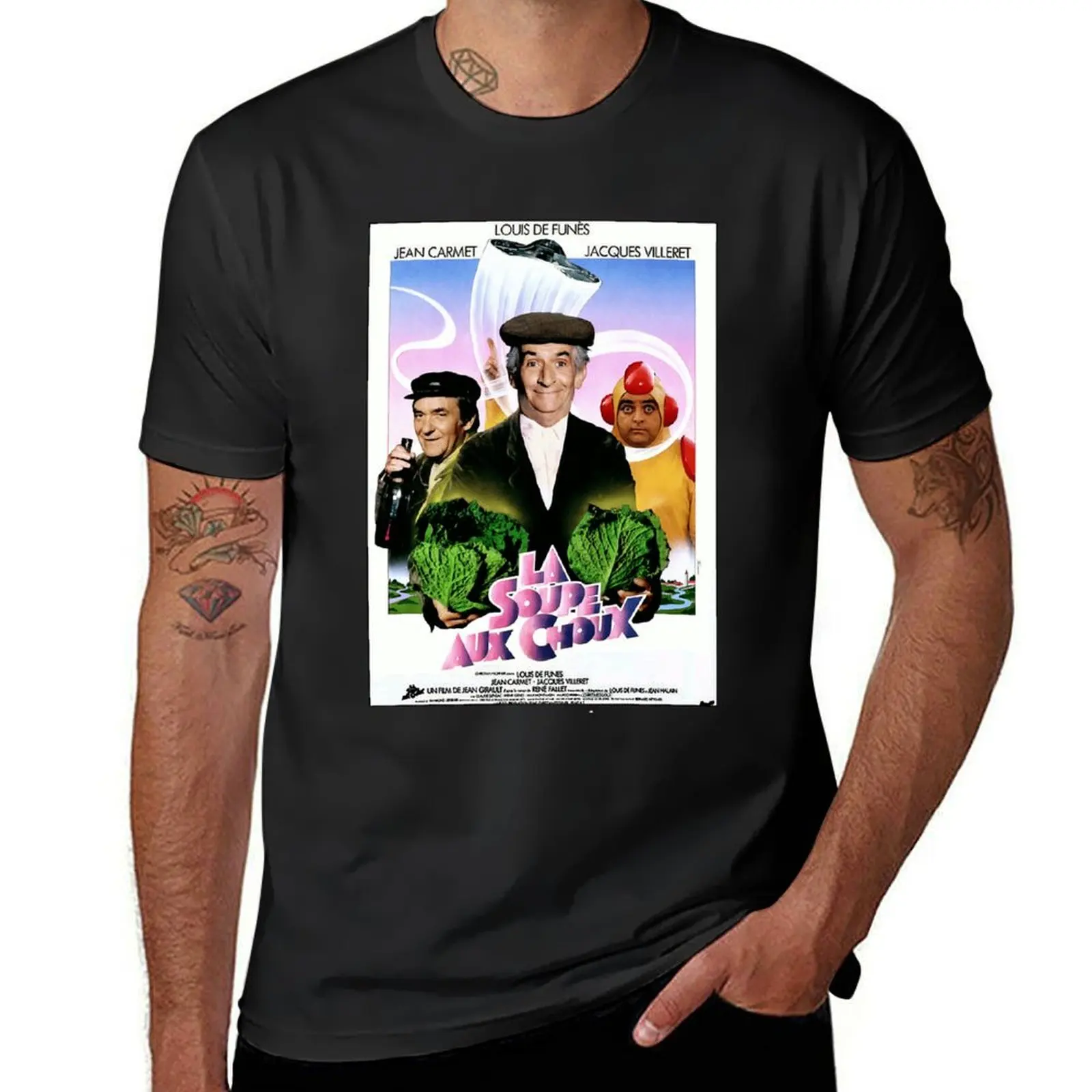 Vintage Soupe Choux The Cabbage Soup 1981 Classic Louis De Funes Comedy Movie Poster T-Shirt sublime Blouse Men's t shirts