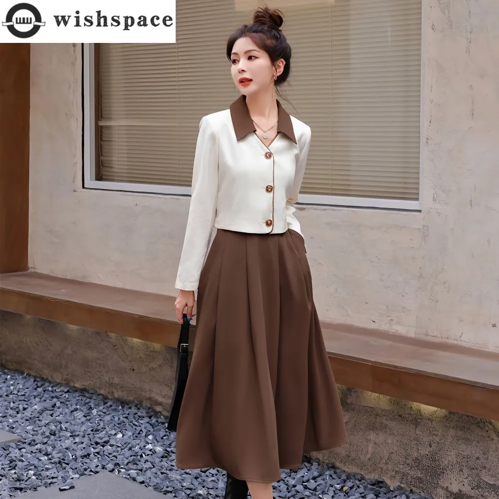 Temperament Slim Fit Jacket Blazer A-line Skirt Two Piece Elegant Women\'s Dress Set Summer Business Set Outfits