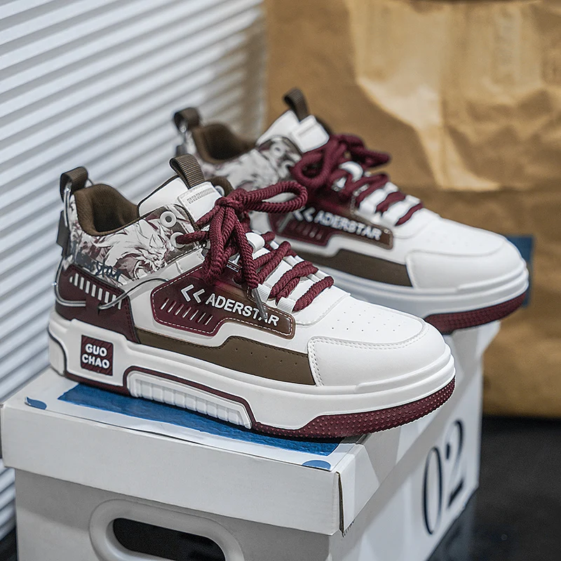 

Осень-зима, высокие мужские туфли на платформе, кожаные туфли для скейтборда, мужские модные мужские повседневные кроссовки с принтом, chaussure hommes