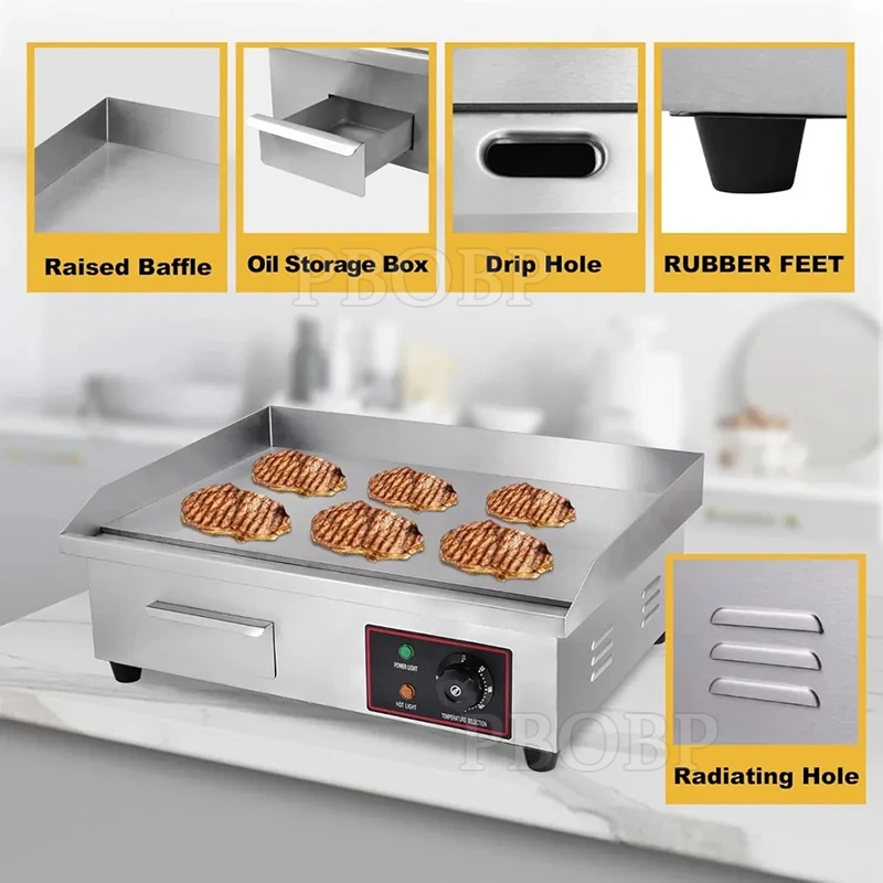 Kommerzieller Outdoor-Flachgrill Teppanyaki Steak-Grillmaschine Elektrischer Grill für Restaurants Rauchfreier Grill