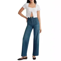 Deeptown Y2k Baggy Women's Jeans Vintage Korean Fashion Casual Basic Blue Denim Pants  High Waisted Summer Streetwear Trousers