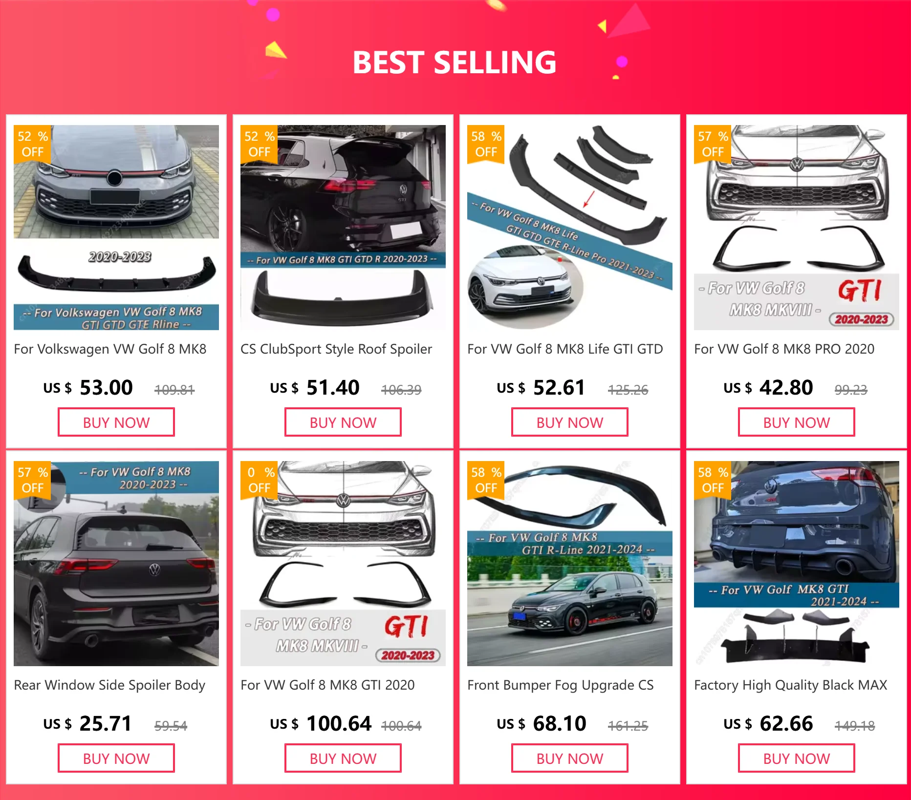 CS ClubSport Stil Dachspoiler Flügel Kit Tuning Für VW Golf 8 MK8 GTI GTD R 2020 2021 2022 2023 Auto Hinten Stamm Boot Spoiler Flügel – Detail 1
