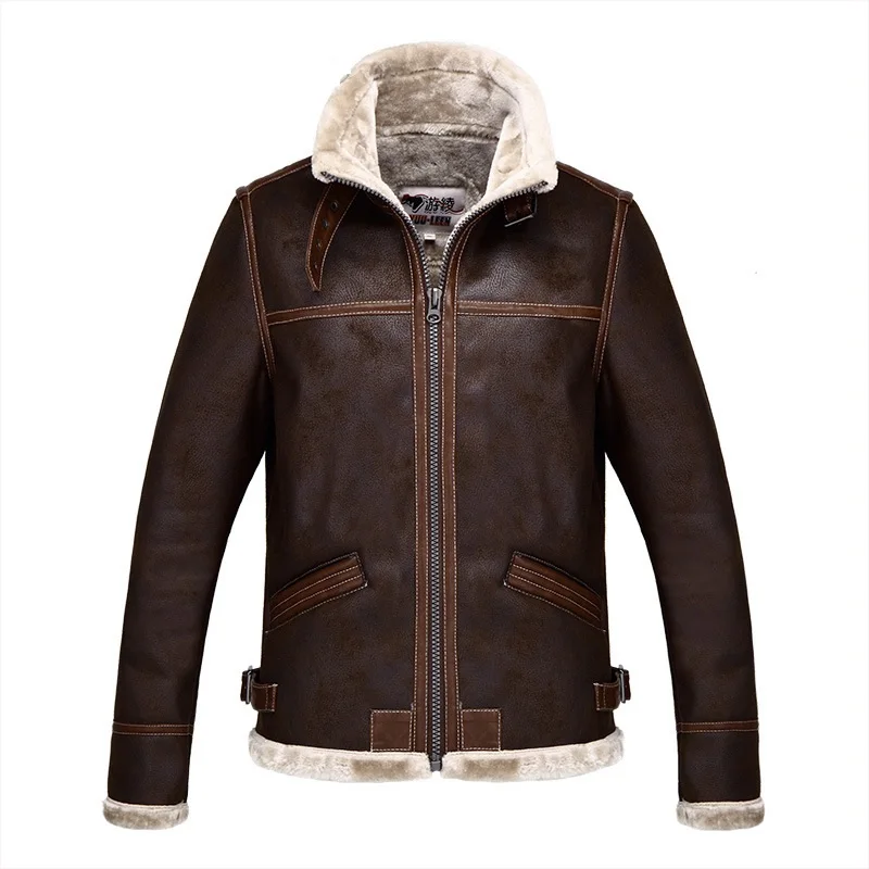 

Adult Men Game Evil Brown Shearling Bomber Jacket Halloween Fancy Dress Up Costume