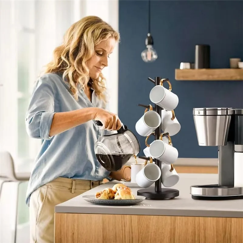 ABBN-Coffee Mug Tree 360 Rotated Coffee Cup Tree With 8 Hooks Coffee Counter Bar Multifunction Display Rack Thicker Base