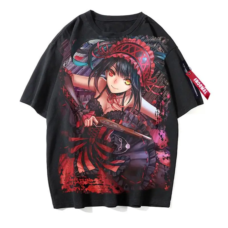 Black Short Sleeve T-Shirt Date Battle Crazy Thirty Fragrance Four Threads Male Female Short Sleeve Nearby Clothing