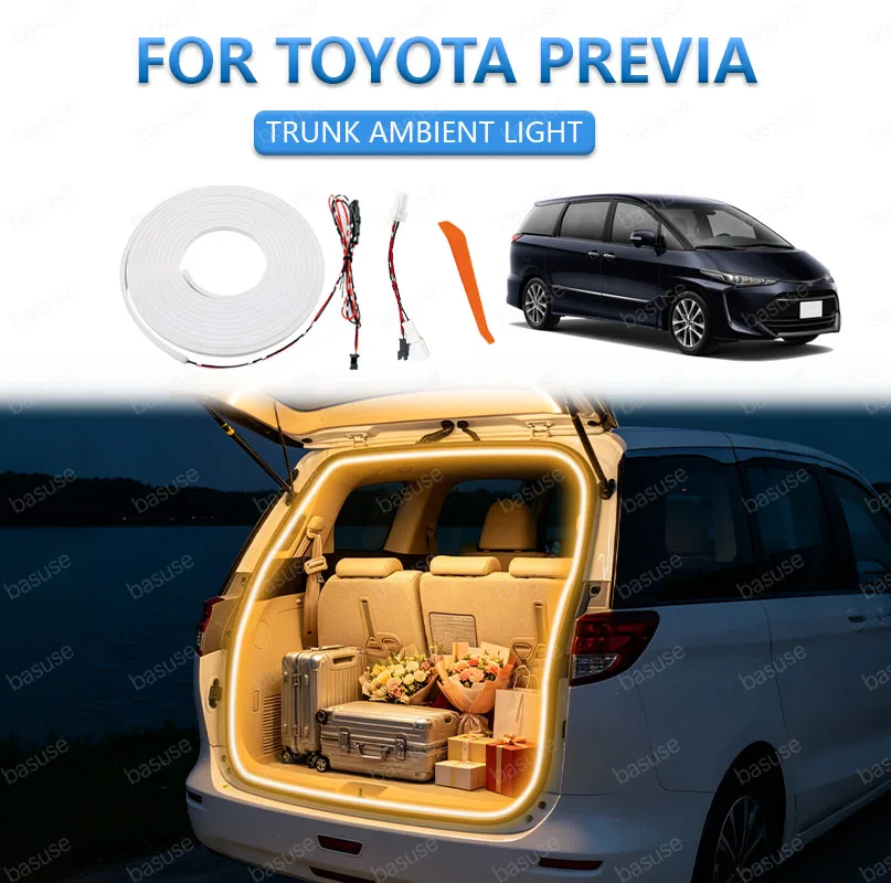 FOR TOYOTA PREVIA Light Modification Light Atmosphere Lights White Warm WhiteTrunk LED Light Bar Car accessories