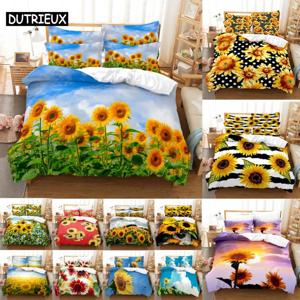 

Sunflower Bedding Set Bed Linens Duvet Cover Quilt Comforter Pillow Case 3D HD Double Full King Queen Twin Bedroom 3PCS 2PCS