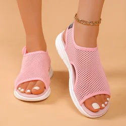 Women Knitted Sports Sandals Summer Casual Slip-On Lightweight Sandals Women Mesh Stretch Beach Luxury Shoes Sandalias De Mujer