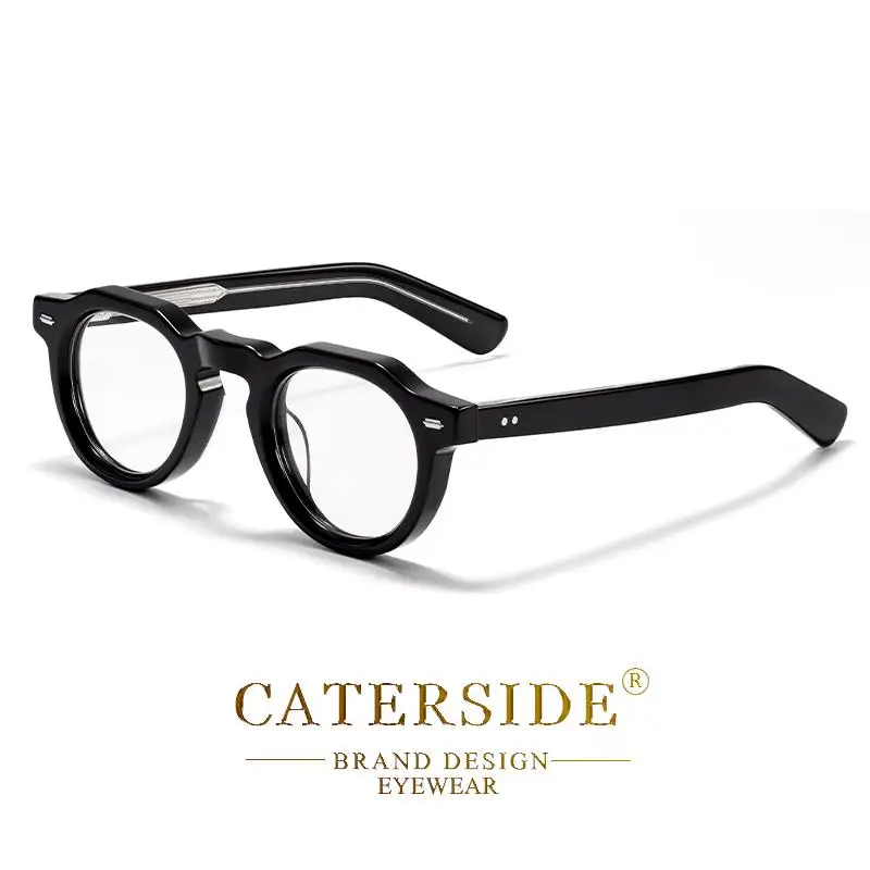 CATERSIDE Vintage Runde Männer Optische Gläser Rahmen Acetat Hohe Qualität Pin Core Dicken Rahmen Gläser Frauen Dekoration Brillen – Detail 11