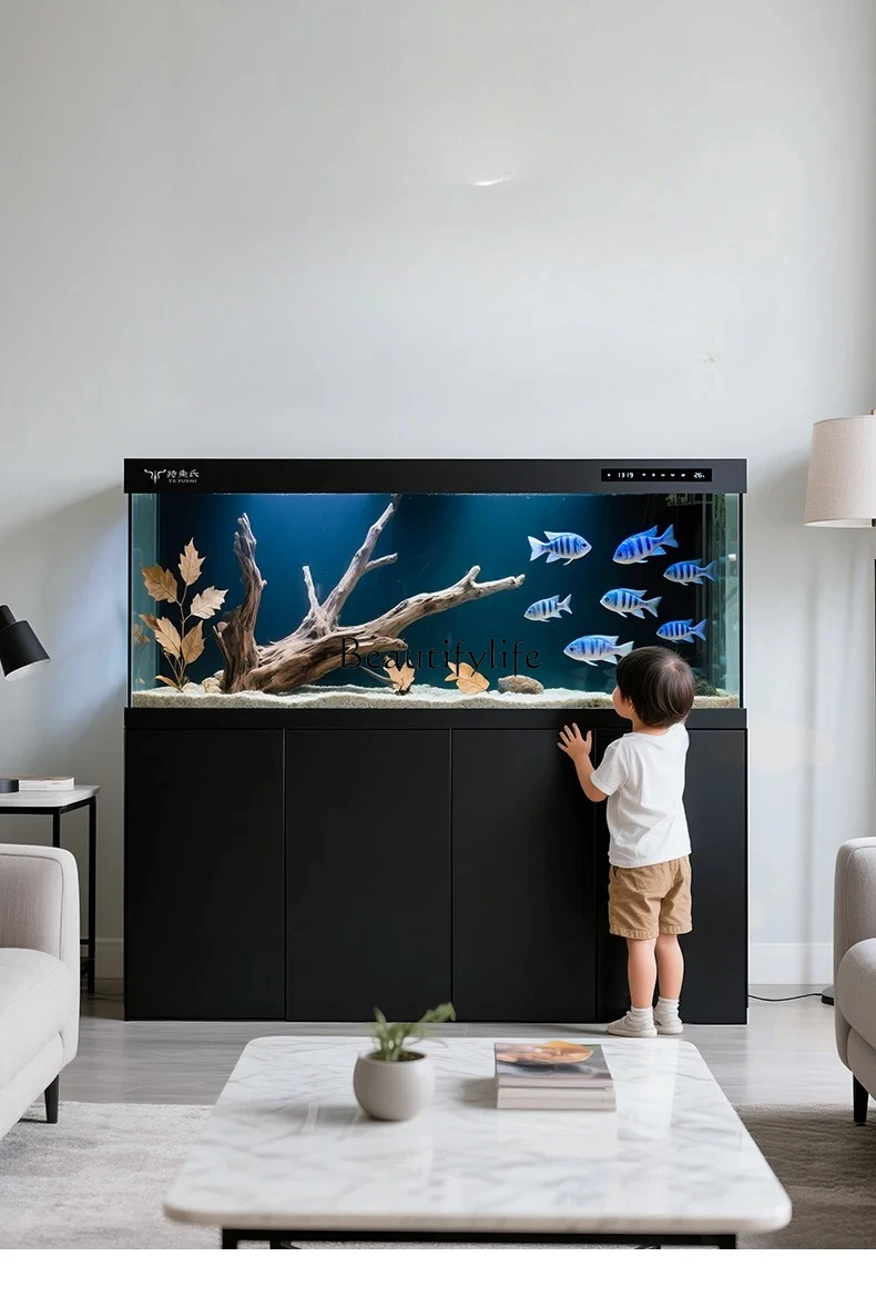 

Medium and Large Living Room Household Screen Ultra-clear Glass Bottom Filter Goldfish Tank