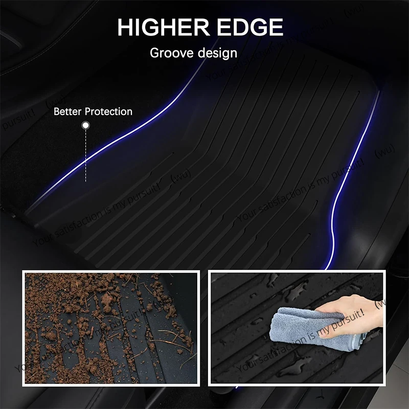 For 2021 to 2024 Tesla Model Y 3 left rudder all-weather floor mats, car interior accessories