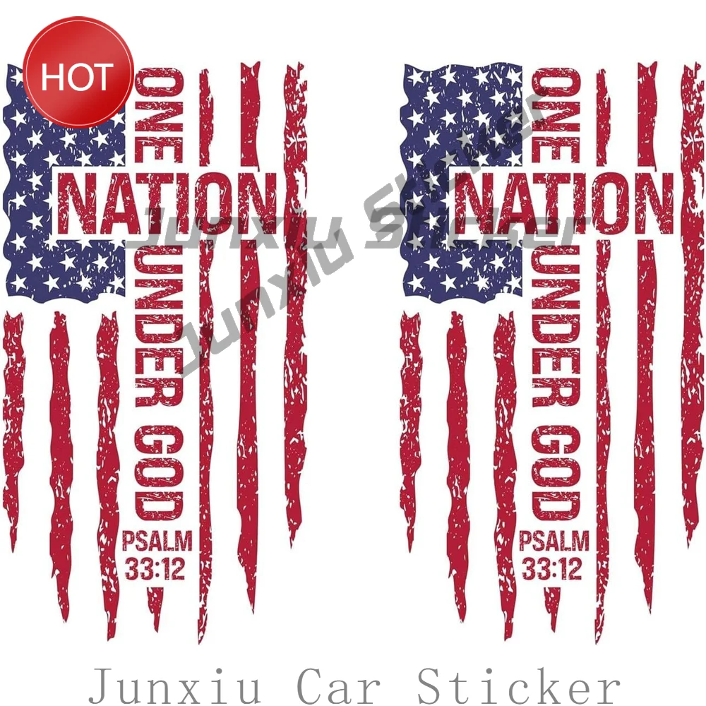 2 Pack One Nation Under God American Flag Psalm 33 12 PVC Vinyl Sticker For Bumper And Laptop Graphic Decoration Decal