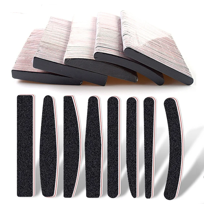 50Pcs Nail File 100 180 Grit Professional Nail Buffer Strong Straight Lime Angle Buffing Sanding Files Buff Nail Art Products