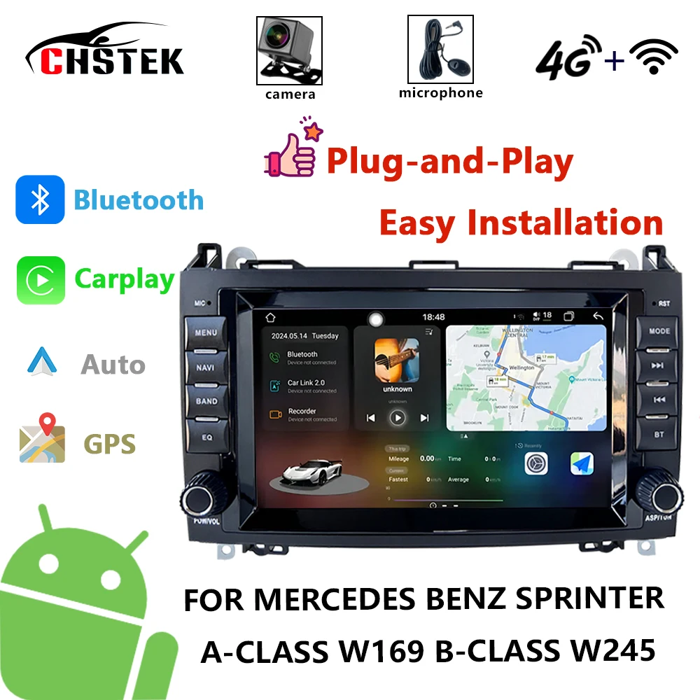 

CHSTEK Car Radio For Mercedes Benz A/B-Class B200 W169 W245 W96 Multimedia Bluetooth Wireless Carplay Android Auto WIFI 4G GPS