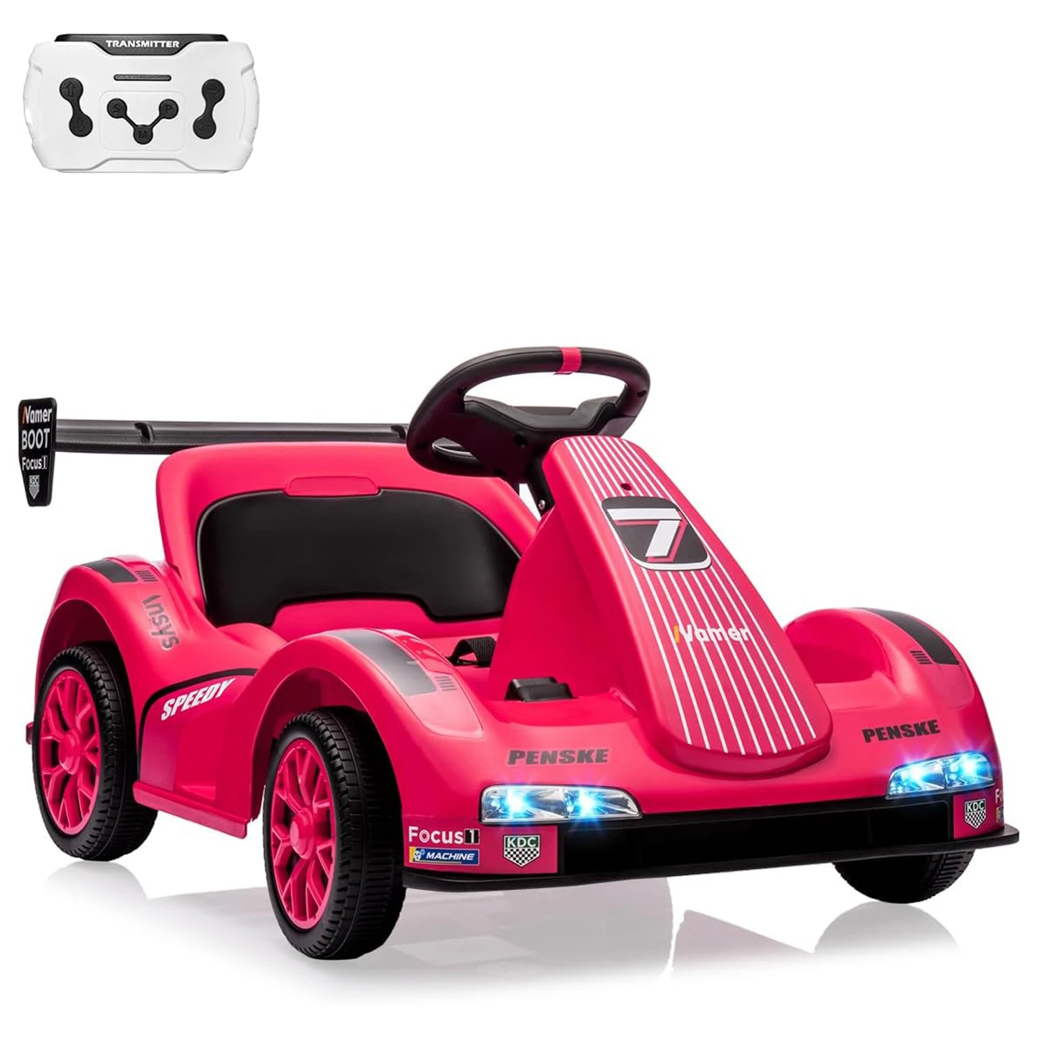 Kart dla dzieci, elektryczny drift kart z dwoma silnikami, światła LED, pas bezpieczeństwa, zasilany bateryjnie, zabawka wyścigowa do jazdy na zewnątrz