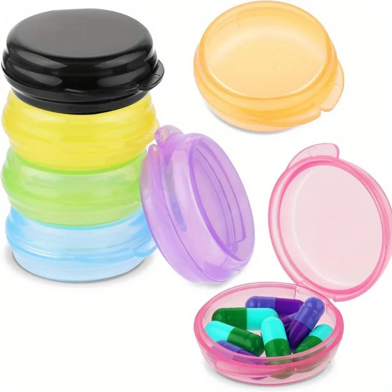 7pcs/set Colorful Mixed Transparent Storage Boxes Multifunctional Portable Circular Travel Storage Box for Jewelry, Pills, Rings