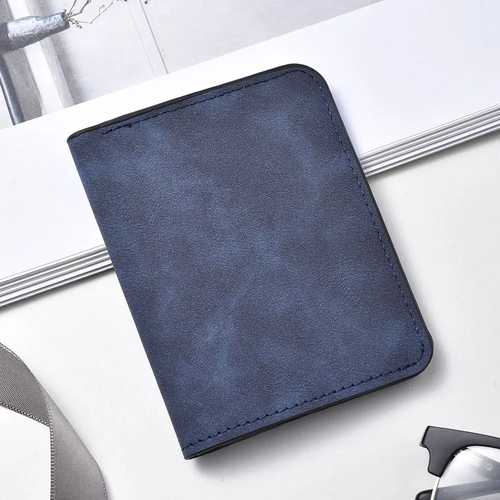 Minimalistyczny portfel męski z ekoskóry, krótki, czarny, niebieski, szary, duża pojemność, retro portmonetka na monety, składany na dwa, smukły portfel na pieniądze, męski i damski.