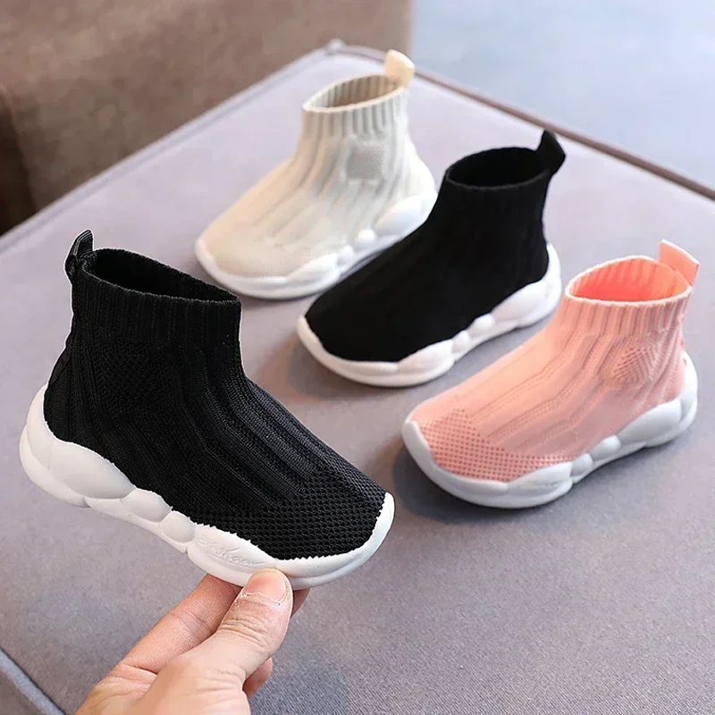 1-6 Years Baby Sneaker Kids Loafers Tenis Casual Shoes Boys Solid Slip-On Knitted Sock Shoes Toddler Girl Sport Running Shoes