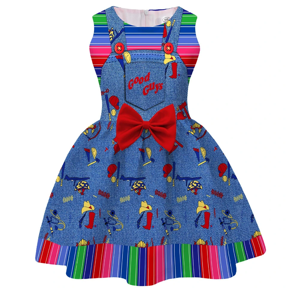Horror Movie Killer Doll Fantasy Girls Dress Halloween Cosplay Birthday Party Performance Children Costume Carnival Kids Clothes