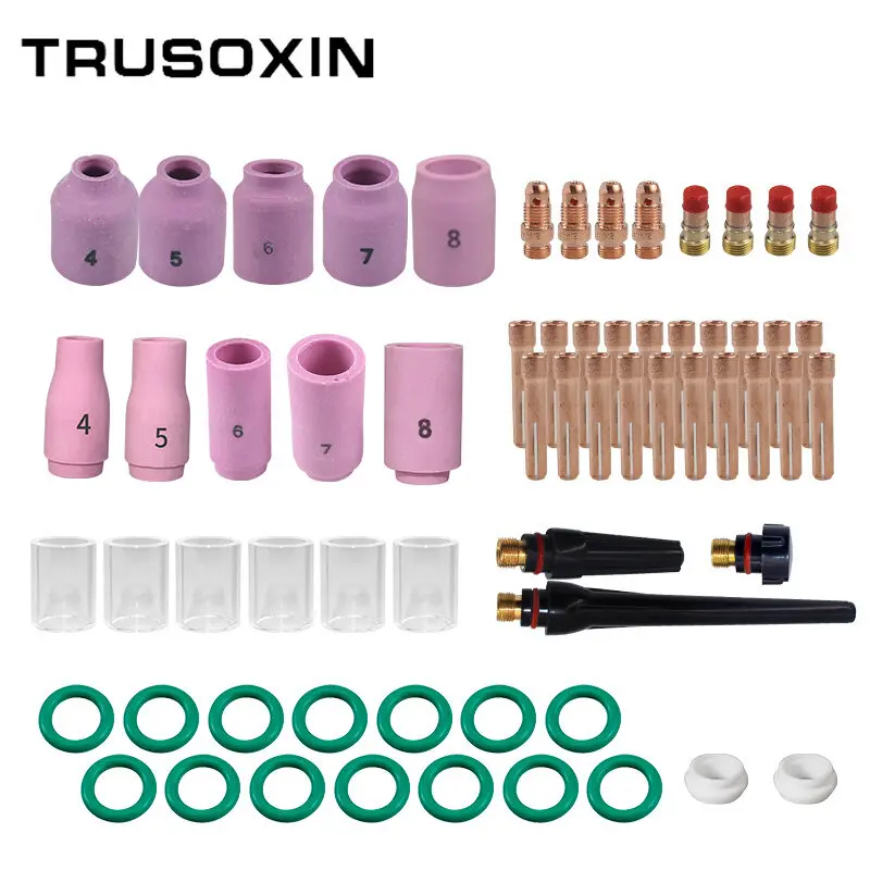 41Pcs/Lot TIG Welding Torch Nozzle Ring Cover Gas Lens Glass Cup Kit For WP17/18/26 Welding Accessories Tool Kit Set