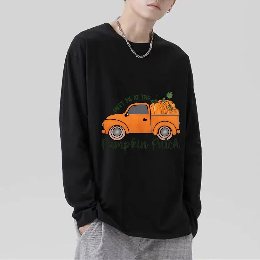 

2025 Autumn Long Sleeve Men's t-shirts Halloween style printing Tshirt Oversized Pullover Y2k tops Vintage Graphic Couple tshirt
